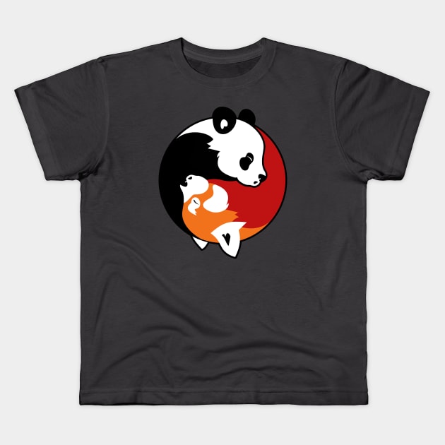 Yin Yang Pandas Kids T-Shirt by marieltoigo